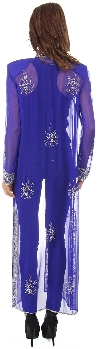 High Collar Full Sleeves Long Sheer Beaded Jacket back