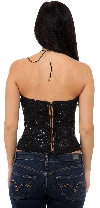 Flowered Wonderland Hand Beaded HalterTop back in Black