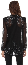 V-Neck Full Sleeves Tea Length Sheer Beaded Jacket back