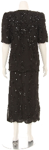 Two Piece Sequin Blouse and Tea Length Skirt Set back