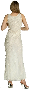 Broad Strapped Cascading Beads Formal Evening Dress back