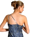 One Shoulder Shimmering Dress with Beaded Flower Patterns back