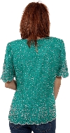 Fully Beaded Blouse with Decorative Hem and Sleeve back