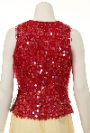 Hanging Sequins Covered Sleeveless Blouse back in Red