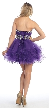 Strapless Beaded Mesh Short Prom Party Dress back