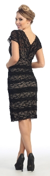 V-Neck Short Sleeves Short Formal Party Dress in Lace back