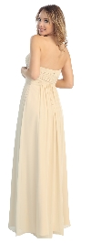 Strapless Ruched Bodice Long Formal Bridesmaid Dress back in Champaign
