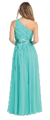 One Shoulder Floral Accent Formal Bridesmaid Dress back in Jade Green