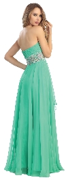 Strapless Floral Beaded Waist Long Formal Prom Dress back in Clover Green