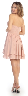 Strapless Overlap Bust Floral Accent Short Party Dress back in Blush