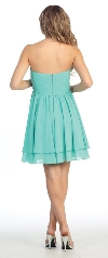 Strapless Overlap Bust Floral Accent Short Party Dress back