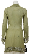 V-neck long Sheer blouse with full sleeves back in Olive