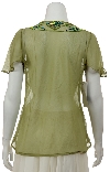 V-neck Short Sheer blouse with Sleeves back