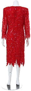 Full Sleeves Knee Length Sequined Formal Dress back in Red