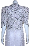 Full Length High Waistline Beaded Dress in White/Silver back