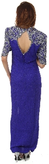 Sweetheart Neck Long Formal Beaded Gown with Keyhole Back back