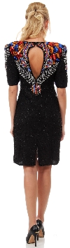 Artistic Bodice Short Formal Sequined Dress with Keyhole  back