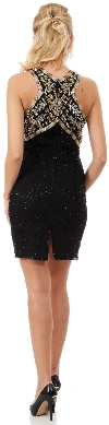 Halter Neck Floral Beaded Short Formal Party Dress back