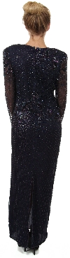Full Sleeves Beaded Full Length Formal Sequined Gown back