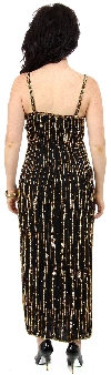 Spaghetti Straps V-Neck Long Sequined Formal Dress back in Black/Gold