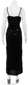 Threefold Flowered Hand Beaded and Sequined Cocktail Dress back