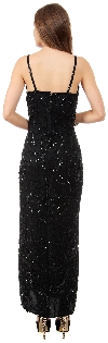 V-Neck Artistic Sequins Pattern Long Formal Evening Dress back
