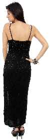 Long Cocktail Dress with V-neck & Spaghetti straps  back