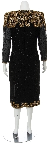 Tea Length with Front slit Formal Beaded Dress back