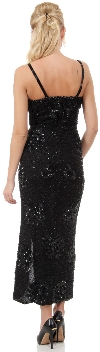 Spaghetti Straps V-Neck Ankle Length Formal Sequined Dress back