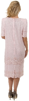 Round Neck Knee length Tiered Beaded Formal Dress back