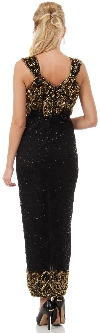 Elegant Floral Beaded Tea Length Formal Cocktail Dress back