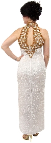 Sequined Silk Beaded Dress with Beautiful Floral Design back