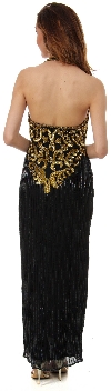 Halter Neck Paisley Sequins Pattern Formal Evening Gown  back