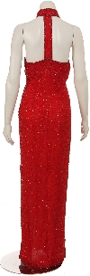 Split Back Hand Beaded Long Formal Dress back