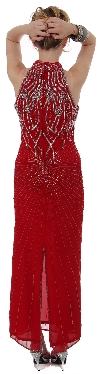 Halter Neck Beaded Formal Dress back