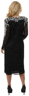 Full Sleeves Medium Length Sequined Cocktail Dress back