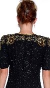 Short Sleeved Handbeaded Short Evening Dress back in Black/Gold