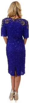 Short Sleeved Handbeaded Short Evening Dress back