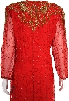 Knee Length Beaded Cocktail Dress with Full Sleeves back
