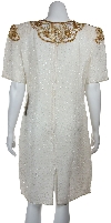 V-neck Floral Beaded Pattern Short Dress back