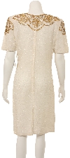 Flower Sequin Pattern Half Sleeves Knee Length BeadedDress back