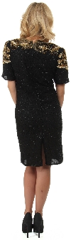 V-neck Half Sleeves Sequined Formal Dress back