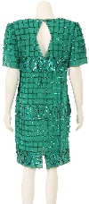 Half Sleeves Knee Length Sequined Cocktail Dress  back