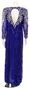 Long Sleeves Fully Beaded Evening Gown with Keyhole Back  back