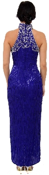 Turtle Neck with Keyhole Long Beaded Formal Dress back