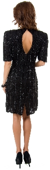 Round Neck Sequined Short Cocktail Dress with Keyhole back