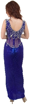 Elegant Beaded Cocktail Dress with See-Thru Waistline back