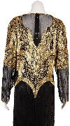Fully Beaded Long Sleeved Formal Evening Dress back