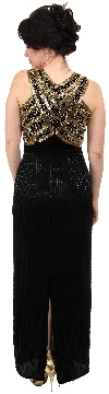 Sleeveless Long Formal Dress with Wrap Style Beaded Bodice back