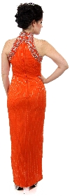 Closed Neck Full Length Beaded Formal Gown back